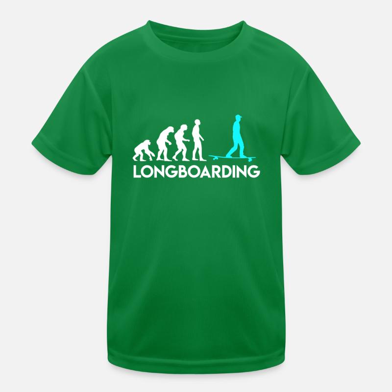 Affe Mensch Longboarder Evolution Entwicklung Kinder Funktions-T-Shirt