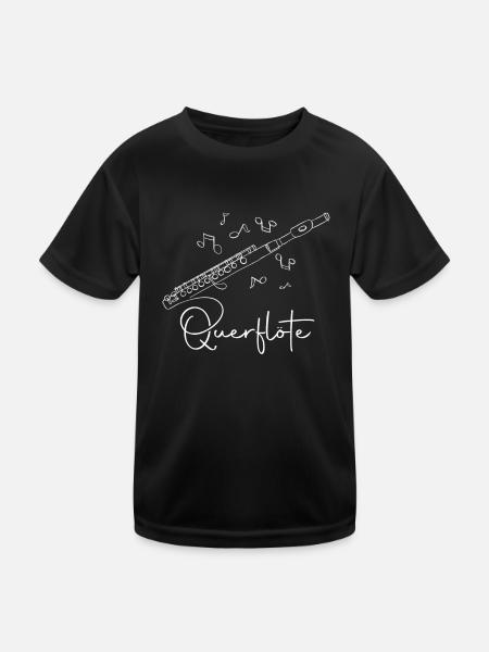 Querflöte One-Line Design für Flötisten - Kinder Funktions-T-Shirt - Schwarz