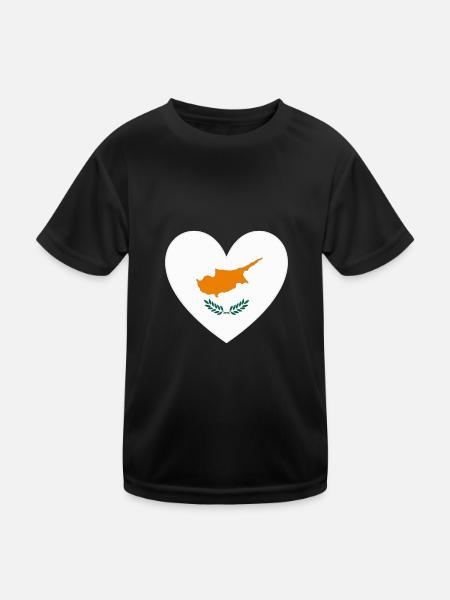 Cyprus Flag Heart - Kids Functional T-Shirt - black - Front