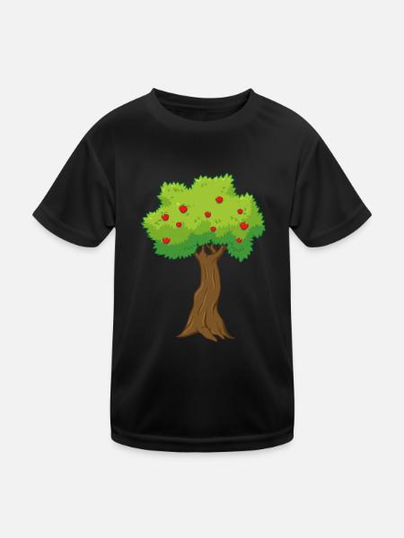 Apfelbaum - Kinder Funktions-T-Shirt - Schwarz - Vorne