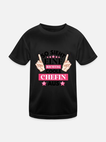 Beste Chefin Sprüche Spruch So Sieht Eine Coole Ch - Kinder Funktions-T-Shirt - Schwarz - Vorne