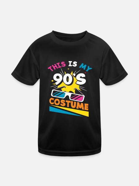 Costume 90s themed party outfit gift - Kids Functional T-Shirt - black - Front