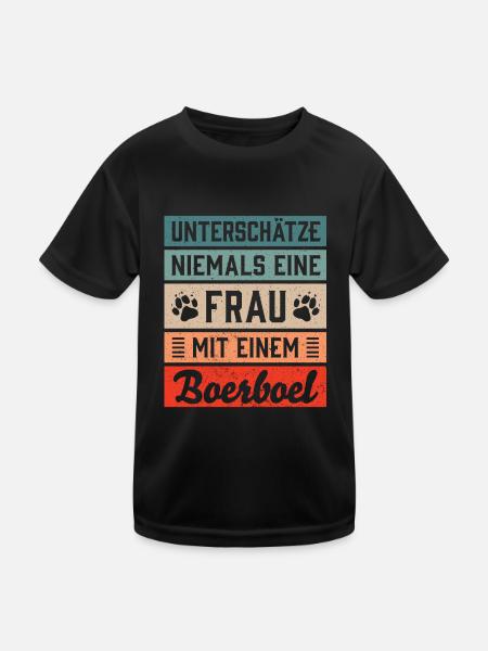 Frau mit Boerboel lustiger Bauerndogge Spruch - Kinder Funktions-T-Shirt - Schwarz