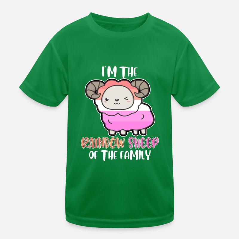 Lesbisch Spruch Rainbow Sheep LGBT Pride Schaf Kinder Funktions-T-Shirt