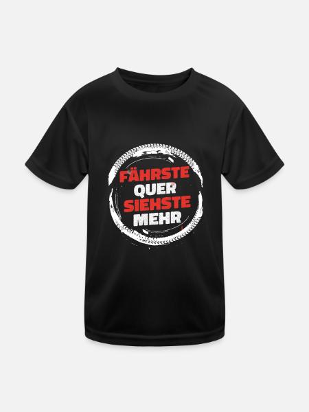 Fährste Quer siehste mehr Auto Motor Tuning Shirt - Kinder Funktions-T-Shirt - Schwarz - Vorne