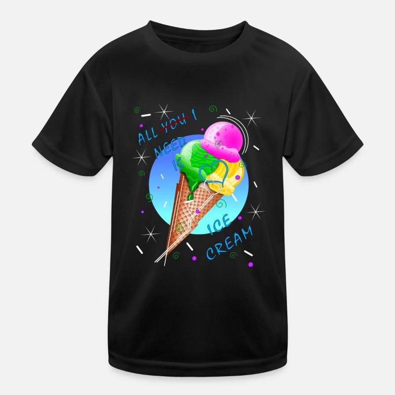 Eis Eiscreme Eissorten Eismaschine Vanilleeis - Kinder Funktions-T-Shirt - Schwarz