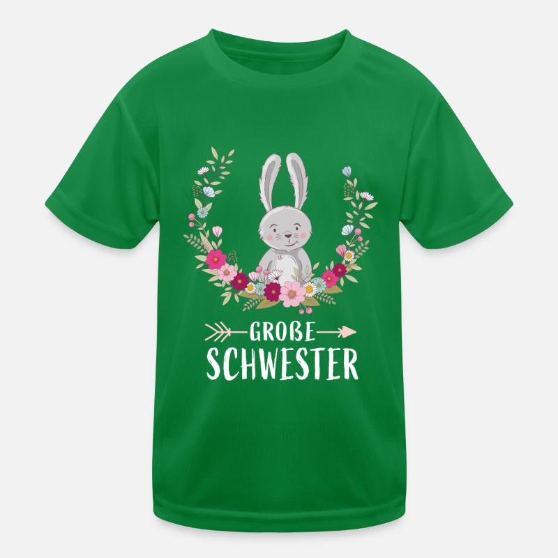 Große Schwester Blumenkranz Hase Geschenk Mädchen Kinder Funktions-T-Shirt