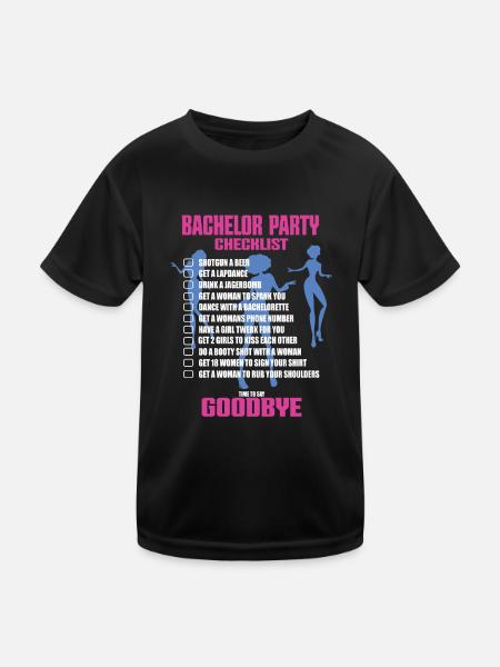 Bachelor Party Checklist - Kids Functional T-Shirt - black - Front