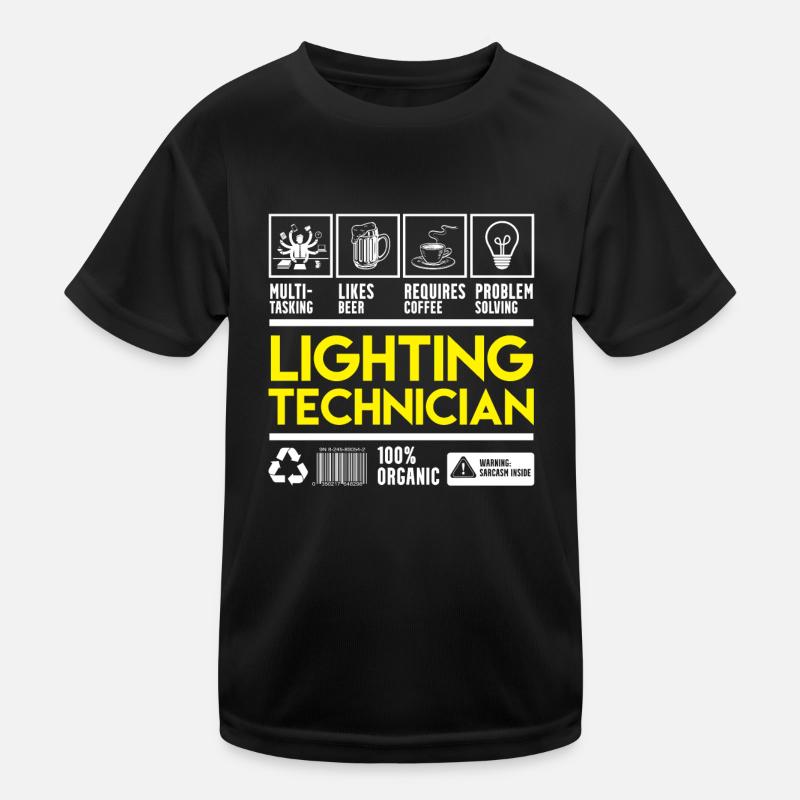 Licht Techniker - Kinder Funktions-T-Shirt - Schwarz
