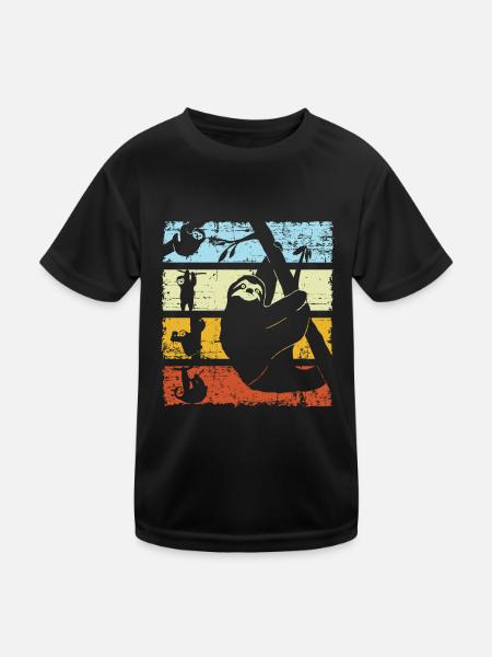 Vintage Retro Paresseux Silhouette - T-shirt sport Enfant - noir - Devant