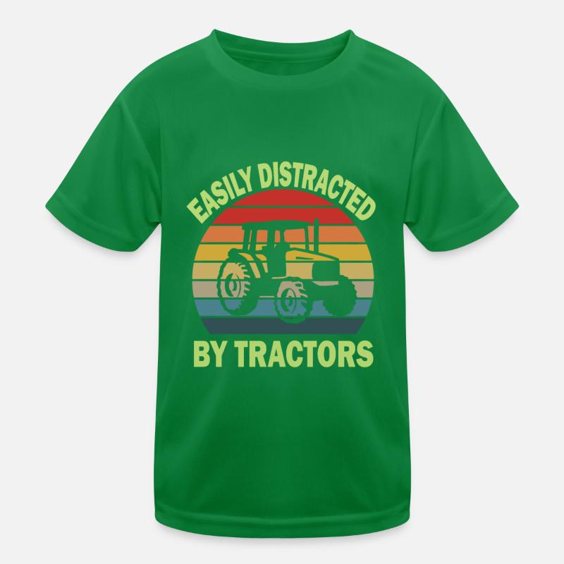 easily distracted by tractors Kids Functional T-Shirt