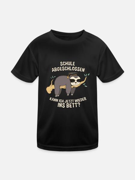 Schulabschluss Hauptschule Realschule Faultier - Kinder Funktions-T-Shirt - Schwarz - Vorne