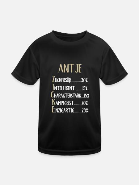 Antje Namenstag Vorname Antje Geschenk Name - Kinder Funktions-T-Shirt - Schwarz - Vorne