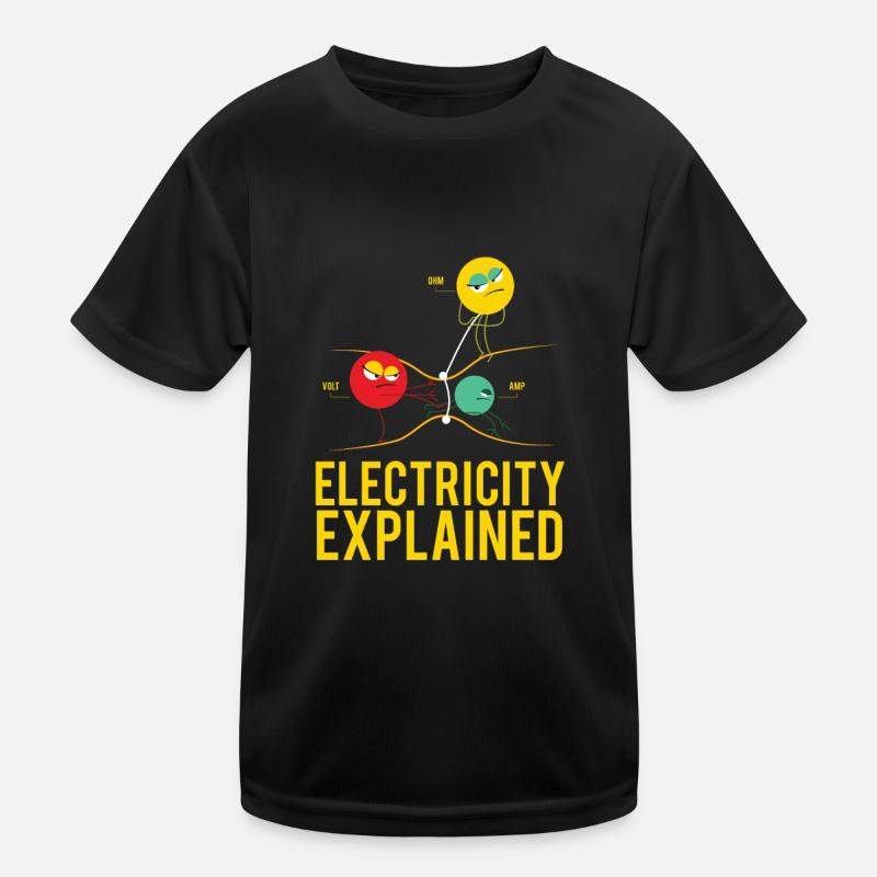 Electricity Explained Physics | Funny teacher nerd Kids Functional T-Shirt