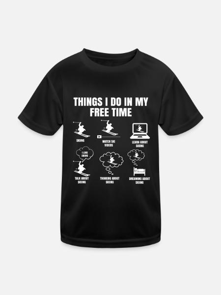 Things I Do in My Free Time Skiing - Kids Functional T-Shirt - black - Front