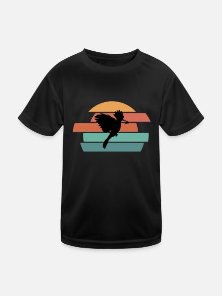 Wiedehopf Vogel Natur Schutz - Kinder Funktions-T-Shirt - Schwarz - Vorne