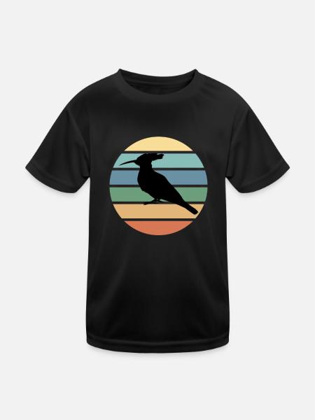 Wiedehopf Vogel Natur Schutz - Kinder Funktions-T-Shirt - Schwarz - Vorne