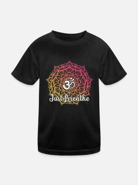 Just Namaste Breathe Yoga Mandala Zen Lotus Tattoo - Kids Functional T-Shirt - black - Front