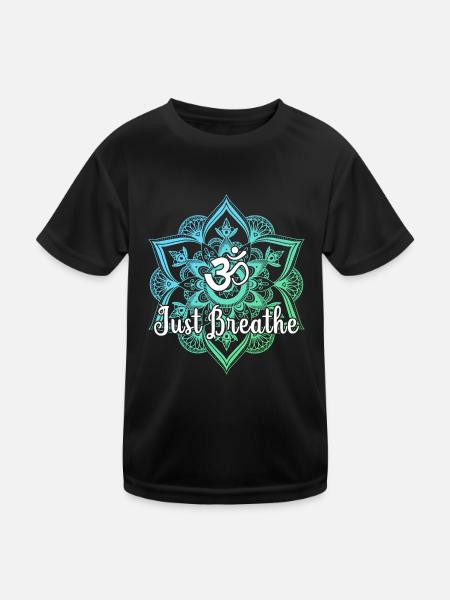 Just Namaste Breathe Yoga Mandala Zen Lotus Tattoo - Kids Functional T-Shirt - black - Front
