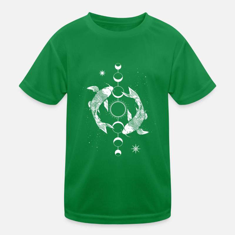 Koi Carp Moon Moon Phase Sun Japanese Fish Kids Functional T-Shirt