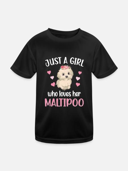 Maltipoo fille Maltipoo Maman Amour de chien - T-shirt sport Enfant - noir - Devant