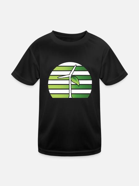 Éoliennes - T-shirt sport Enfant - noir - Devant