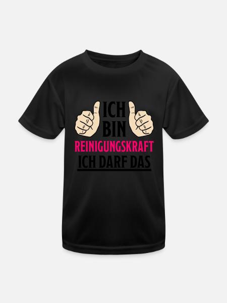 Reinigungskraft Spruch Haushalt Putzfrau Geschenk - Kinder Funktions-T-Shirt - Schwarz - Vorne