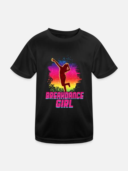 Breakdance Mädchen Tänzerin - Kinder Funktions-T-Shirt - Schwarz