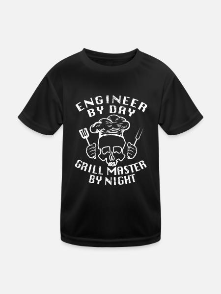 Barbecue Engineer By Day Grill Master By Night BBQ - Kids Functional T-Shirt - black - Front