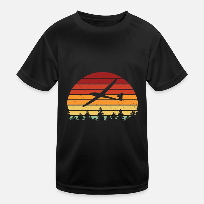 Retro glider glider gliding pilot - Kids Functional T-Shirt - black