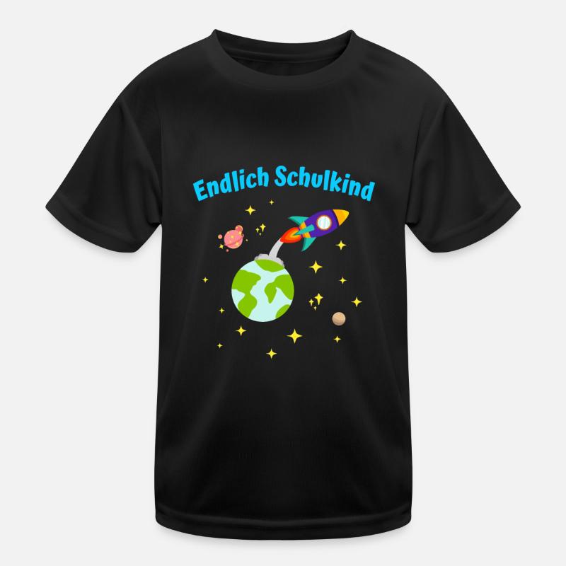 Endlich Schulkind Rakete Einschulung Kinder Kinder Funktions-T-Shirt