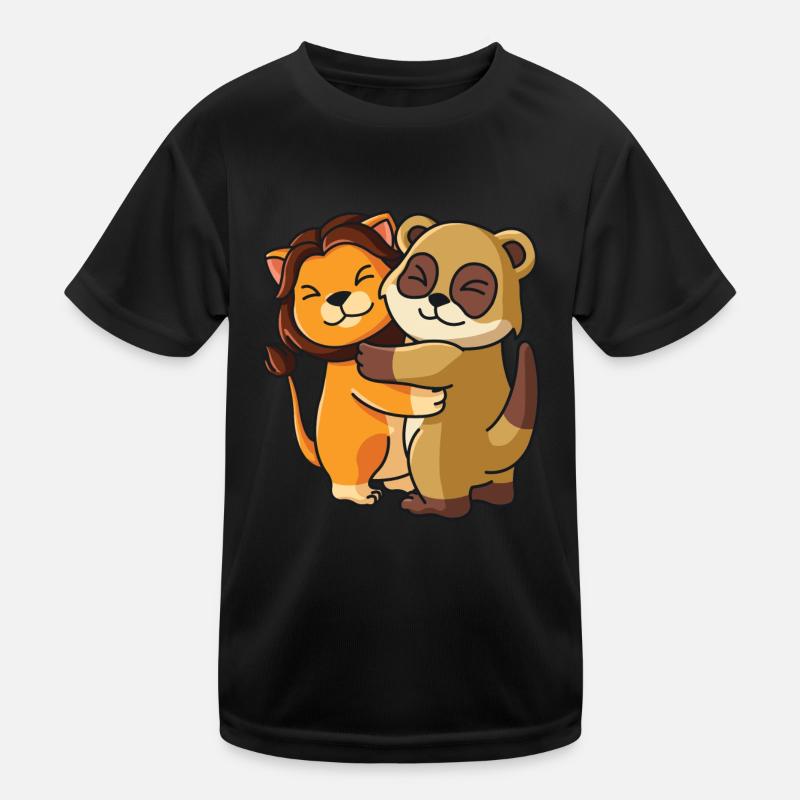 Lion and Meerkat Hug Cuddle Animals Kids Functional T-Shirt