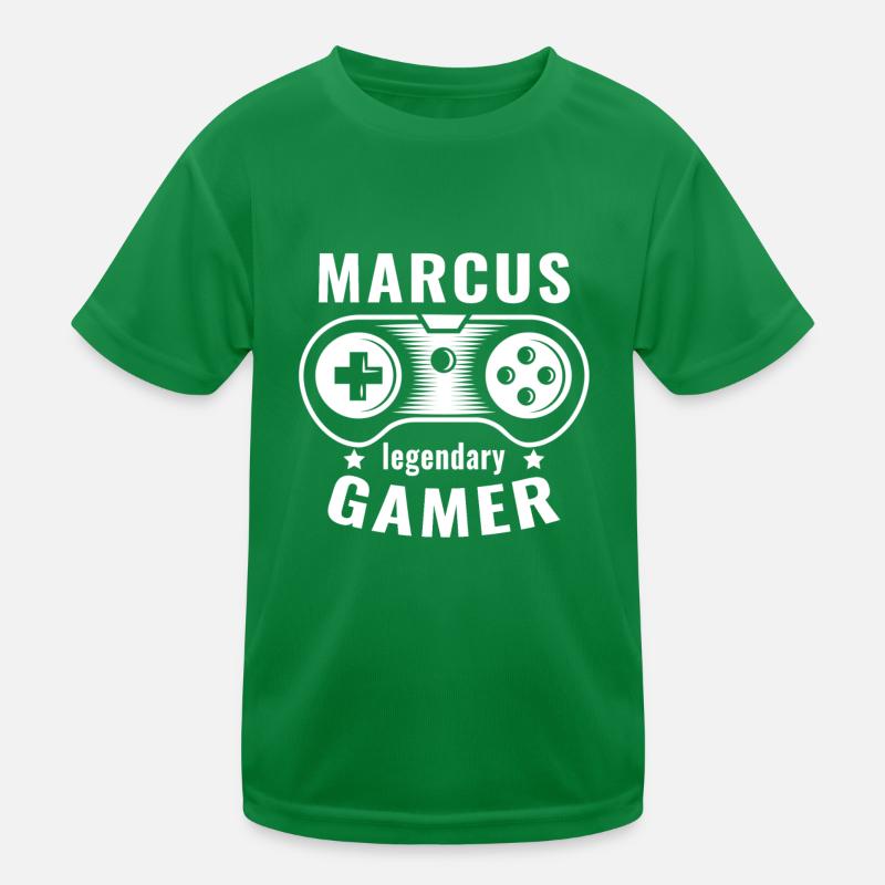 MARCUS Legendary Gamer Personalized Name Gift Kinder Funktions-T-Shirt