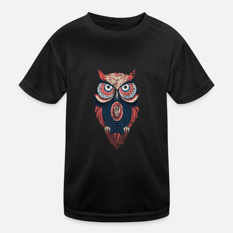 Eule Waldbewohner Eulen Natur - Kinder Funktions-T-Shirt - Schwarz