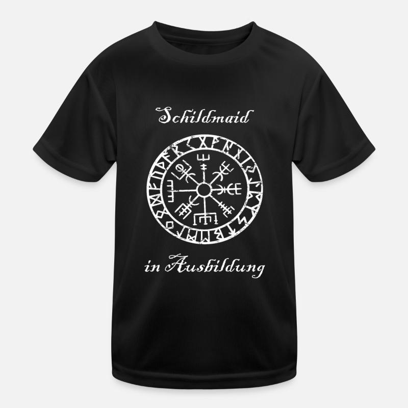 Wikinger Schildmaid Kompass vintage Geschenk - Kinder Funktions-T-Shirt - Schwarz