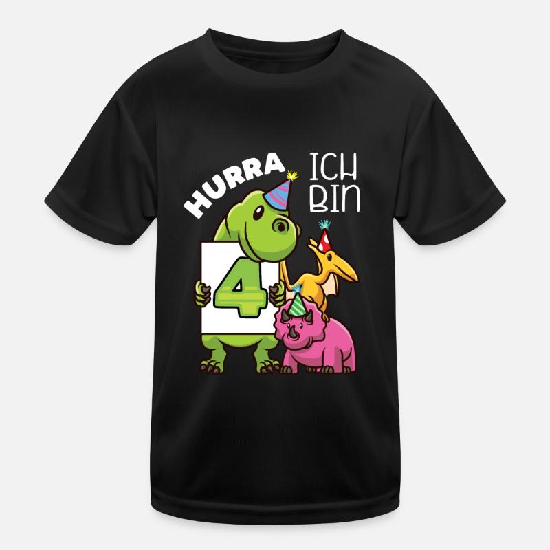Geburtstagsshirt 4 Jahre Junge Dinosaurier Kinder Funktions-T-Shirt