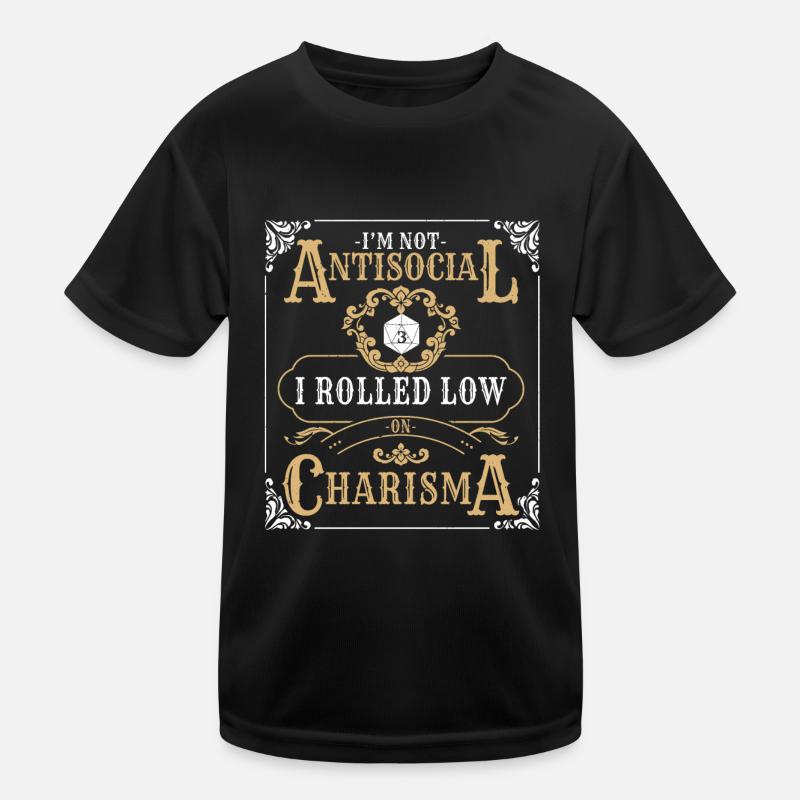 Pas antisocial roulé faible charisme RPG Tabletop T-shirt sport Enfant