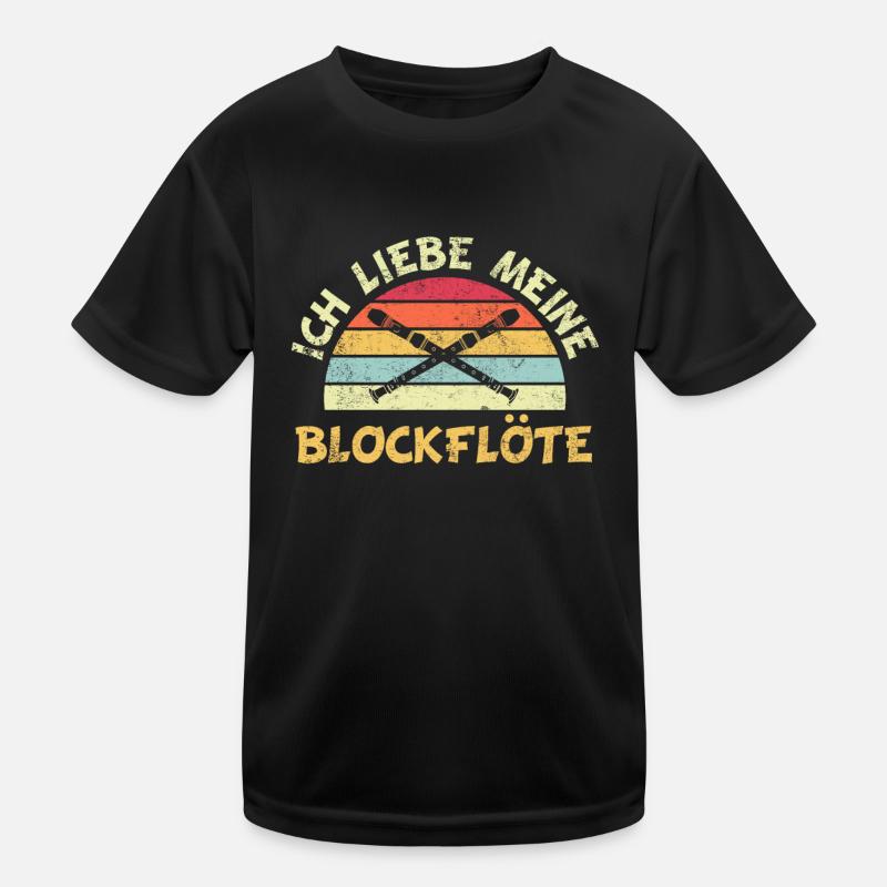 Flöte Blockflöte Retro Vintage Spruch Kinder Funktions-T-Shirt