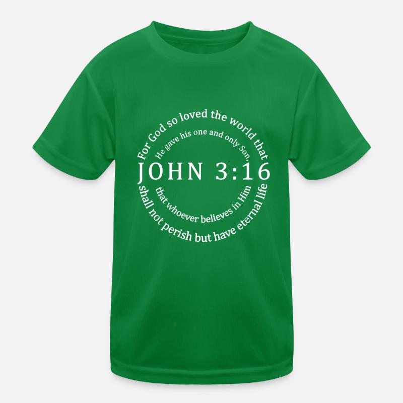 Johannes 3:16 Geschenke mit christlichem Bibelvers Kinder Funktions-T-Shirt