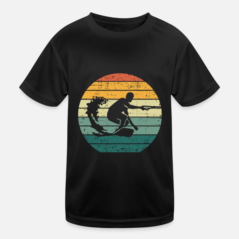 Retro Wakeboard Sunset Wakeboarder Wakeboarding Kids Functional T-Shirt