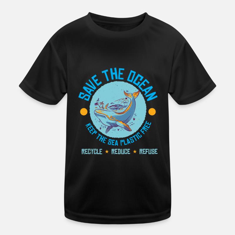 Save the Ocean for Planet A Kinder Funktions-T-Shirt