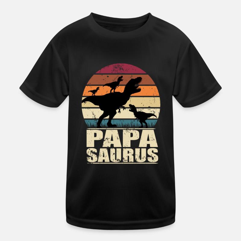 Papasaurus Dinosaur Triplets Father Trex Dino Kids Functional T-Shirt