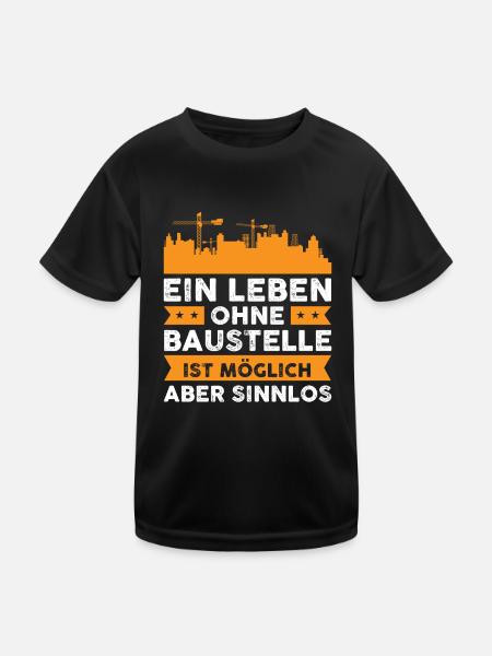 Bauleiter Geschenkidee Baustelle Geschenk - Kinder Funktions-T-Shirt - Schwarz - Vorne