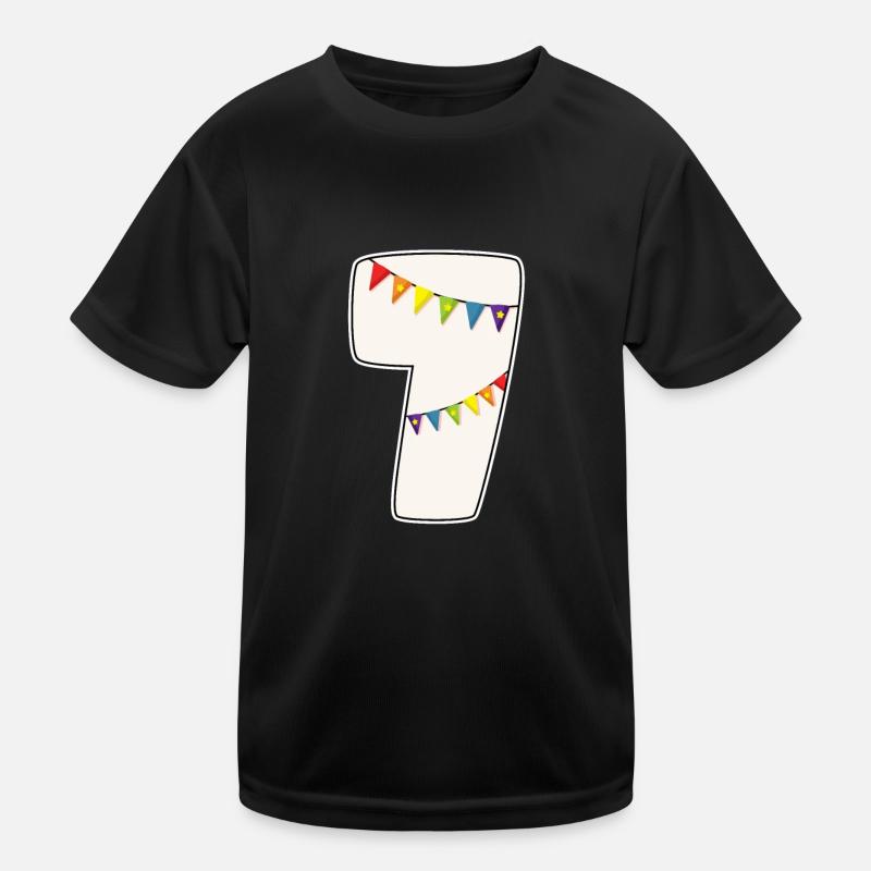 7 Geburtstag 7 Jahre Zahl 7 Mädchen Regenbogen Kinder Funktions-T-Shirt