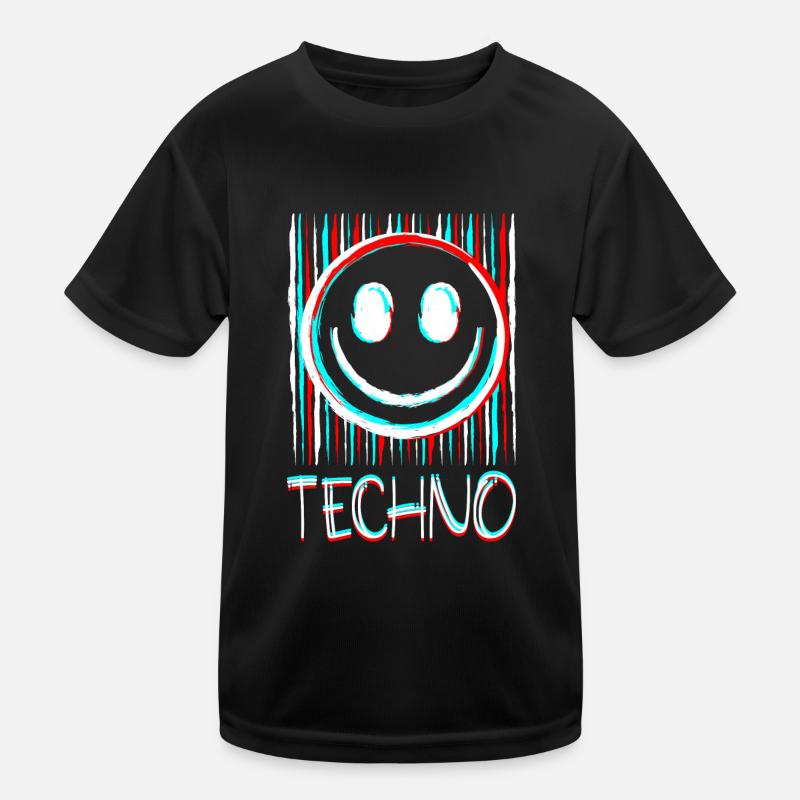 Techno Musique Visage Disque phonographe DJ Smile EDM T-shirt sport Enfant