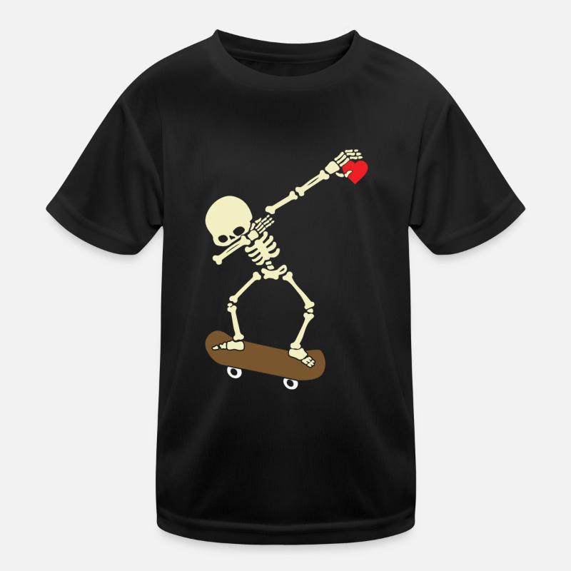 Skeleton Skateboard Dabbing Skate Skeleton Heart T-shirt sport Enfant