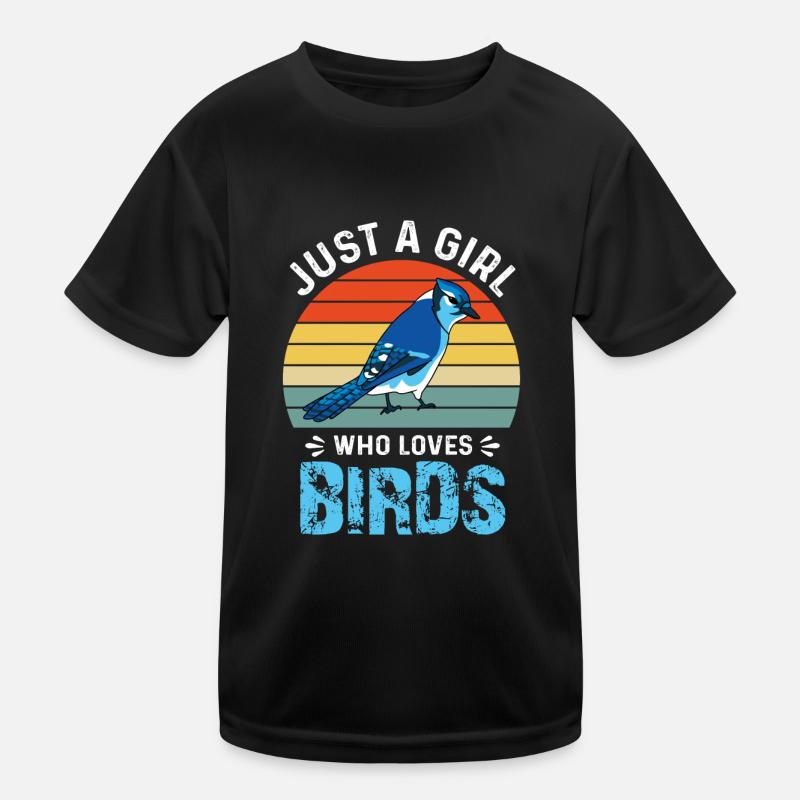 Vögel Beobachten Mädchen Vogel Kinder Funktions-T-Shirt