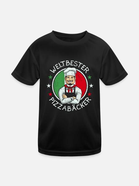 Weltbester Pizzabäcker Retro Vintage Geschenk - Kinder Funktions-T-Shirt - Schwarz - Vorne