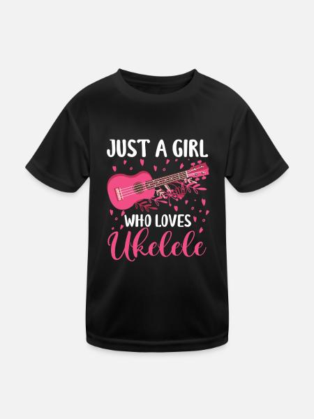Ukulele Player Musical Instrument Guitar Uke Hawaii - Kids Functional T-Shirt - black - Front