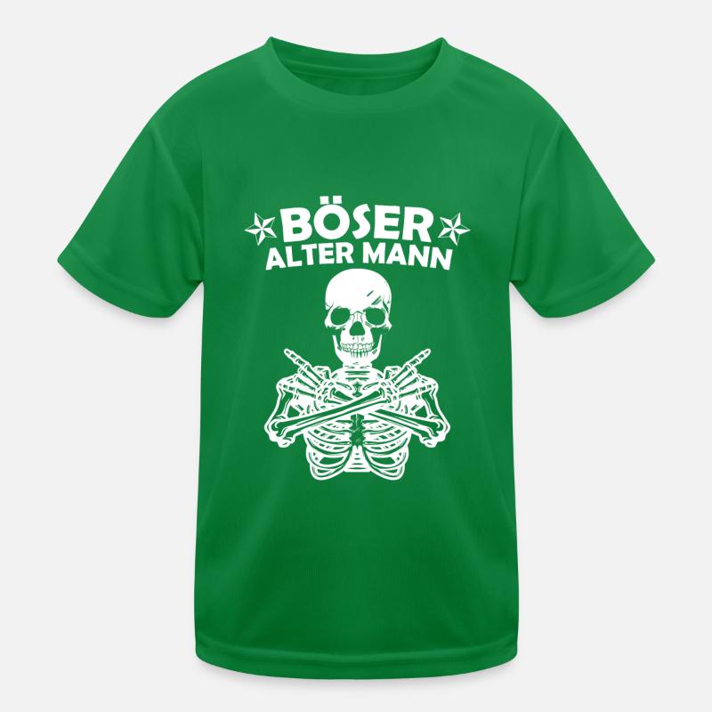 Rocker Saying Evil Old Man Biker Skeleton Kids Functional T-Shirt